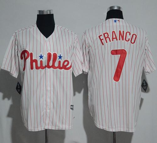 Phillies #7 Maikel Franco White(Red Strip) New Cool Base Stitched MLB Jersey - Click Image to Close